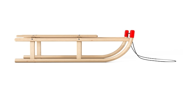 Slitta classica in legno su sfondo bianco