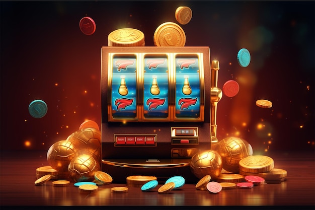 slot machine del casinò con gettoni e monete