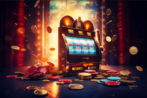 slot machine del casinò con gettoni e monete