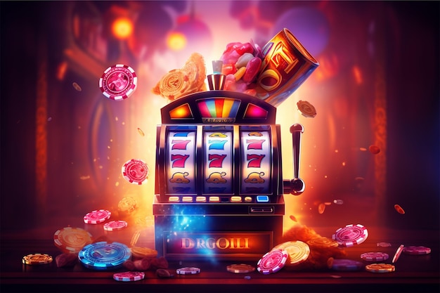 slot machine del casinò con gettoni e monete