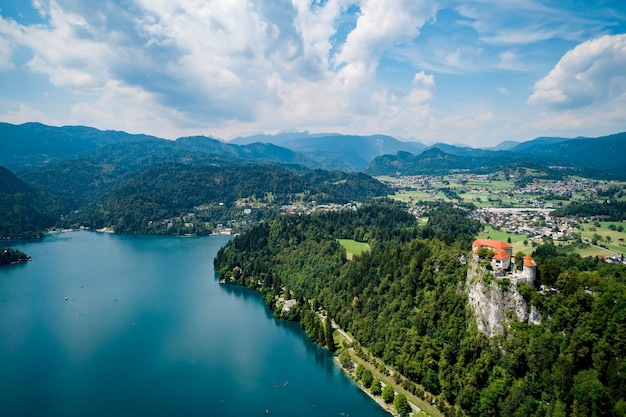 Slovenia - Località vista aerea Lago di Bled.