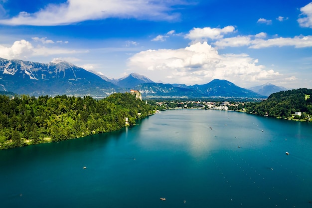 Slovenia - Località vista aerea Lago di Bled.