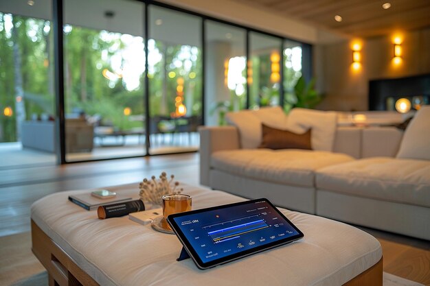 Smart Home Dashboard in un accogliente soggiorno