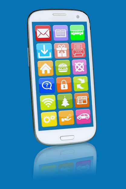 Smart phone o cellulare con app per app per applicazioni di programmi