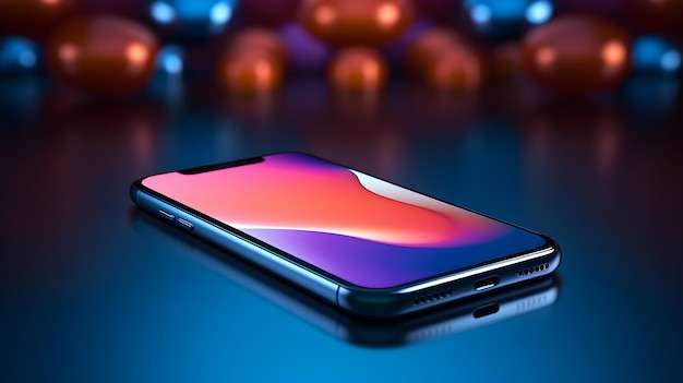 Smart Phone Royal Blue Minimalismo sul lato sinistro con luci soffuse Un 3D astratto