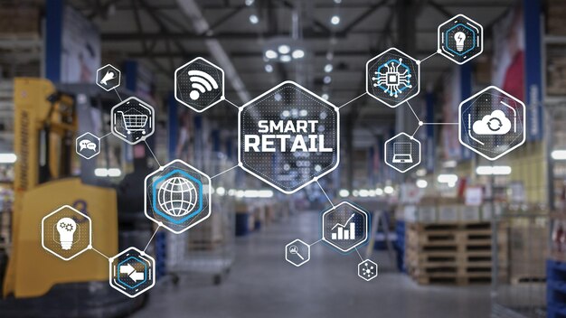 Smart retail 2021 e concetto omni channel Shopping concept 2021