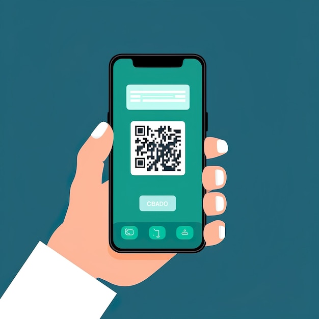 Smartphone a mano con dispositivo di codice QR NFC