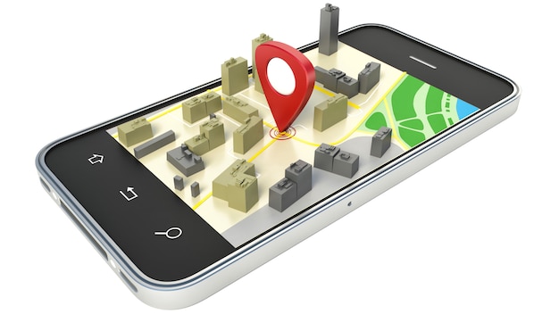 Smartphone con mappa di navigazione wireless
