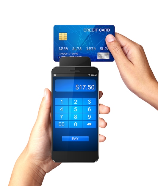 Smartphone con pagamenti con carta di credito