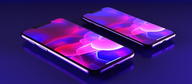 Smartphone con schermo colorato su sfondo semplice rendering 3d