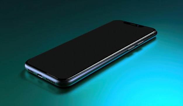 Smartphone con schermo colorato su sfondo semplice rendering 3d