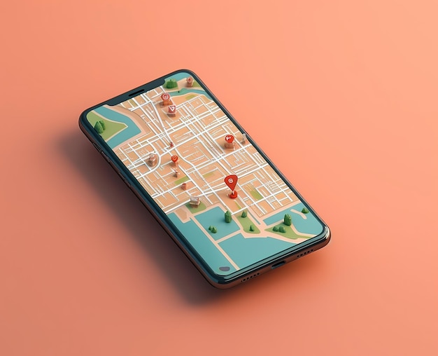 Smartphone con una mappa