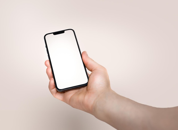 Smartphone in mano Mockup di schermata vuota