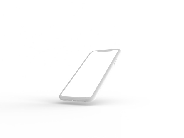 Smartphone in prospettiva mockup lato anteriore con schermo bianco
