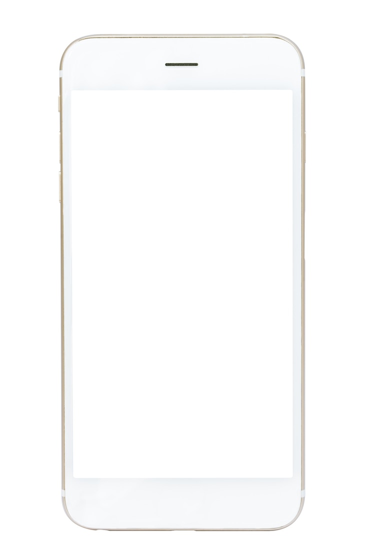 Foto smartphone isolato su oltre sfondo bianco.