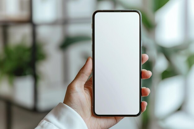 Smartphone Mockup on Hand creato con Generative AI