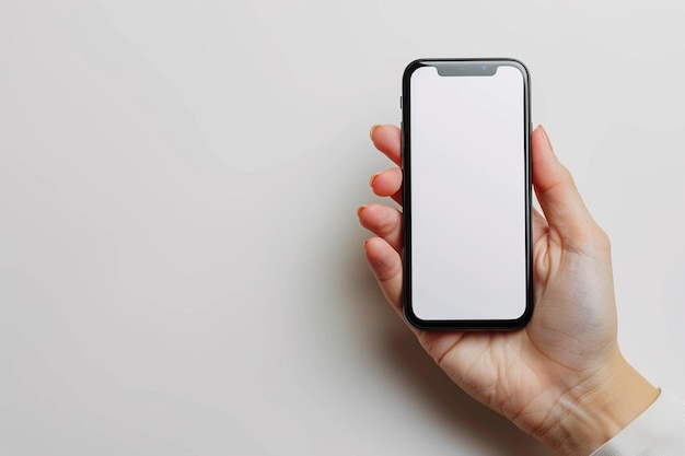 Smartphone Mockup on Hand creato con Generative AI