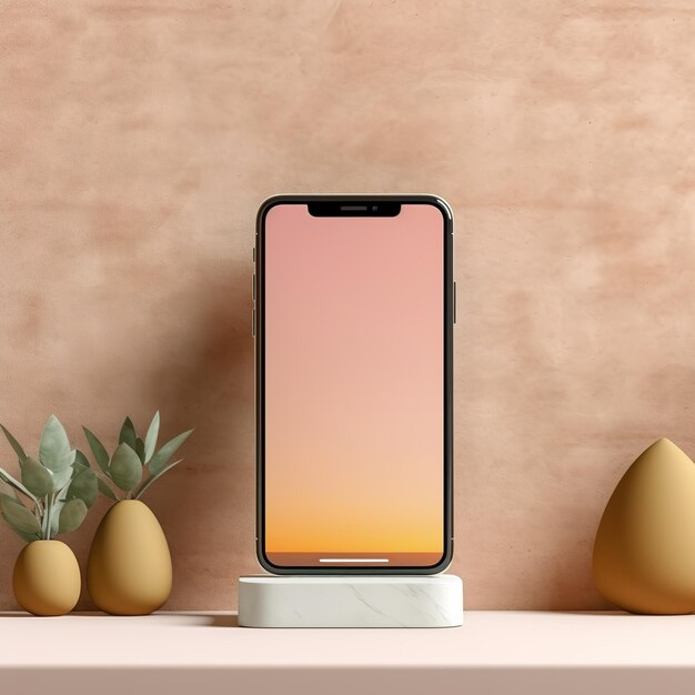 smartphone moderno su un modello minimalista
