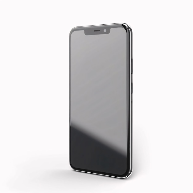 Smartphone nero con schermo vuoto isolato su sfondo bianco rendering 3D