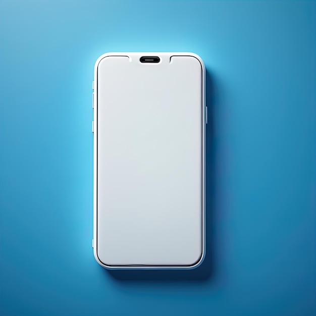 smartphone su sfondo blu rendering 3 dtelefono cellulare bianco con schermo vuoto su sfondo blu