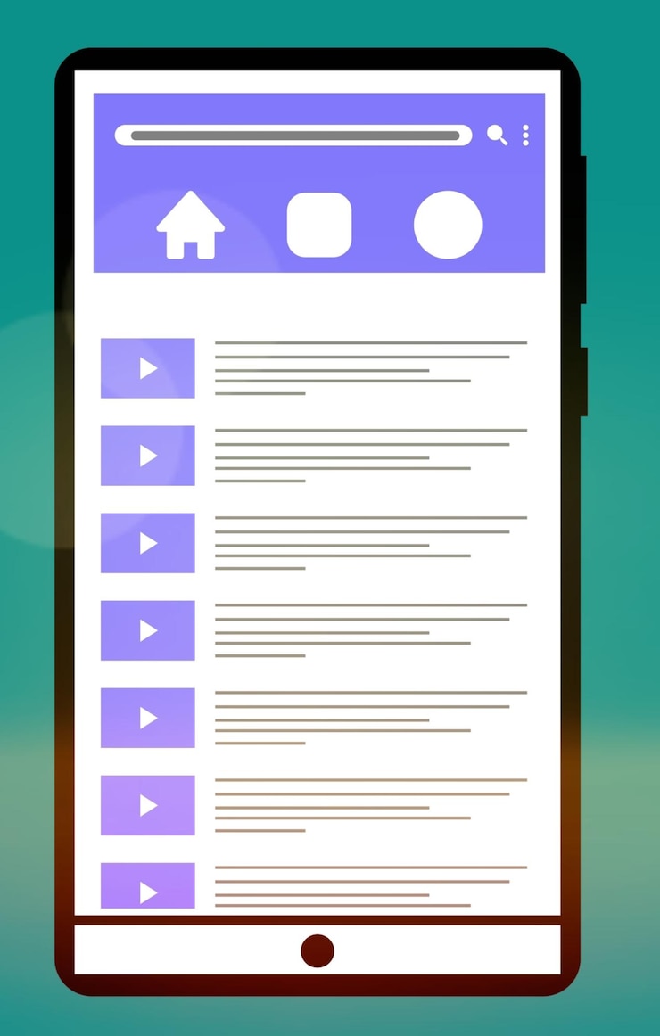 Photo smartphone video play graph icon on screen a background