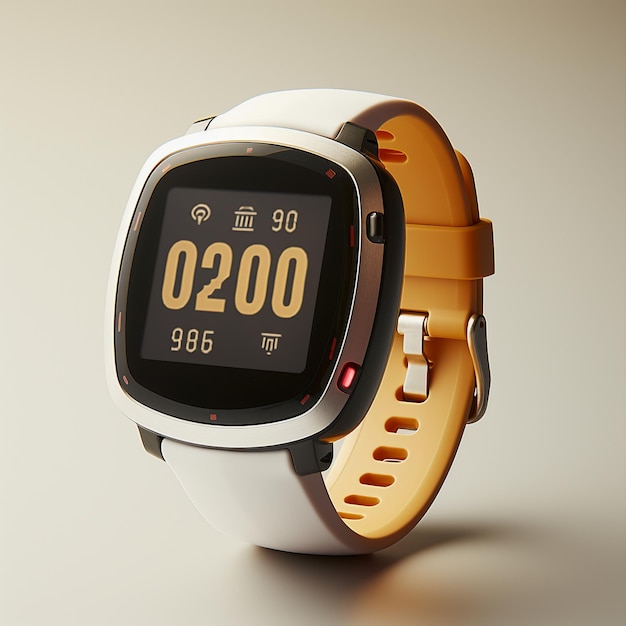 Smartwatch bianco con monitoraggio dinamico di sfondo fitness impermeabile