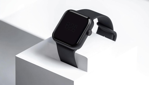 Smartwatch moderno con podio su uno sfondo bianco