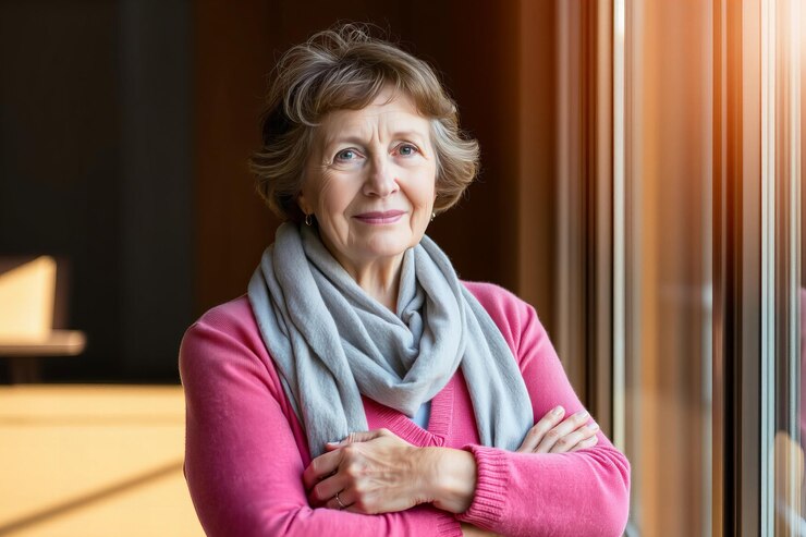 Smiling Senior Woman with Arms Crossed