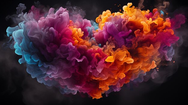 Smoke Heart Love Emoji realizzato con colorato fumo di sigaretta