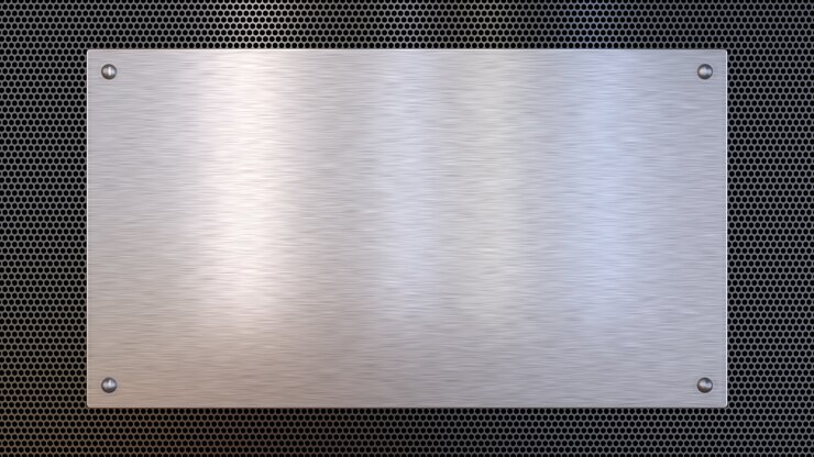 Smooth metal plate isolated on black