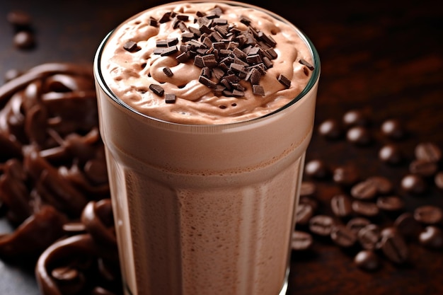 Smoothie al frullato al cioccolato ghiacciato