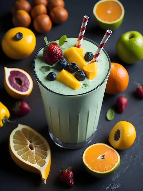 Smoothie con un frutto di frutti esotici come