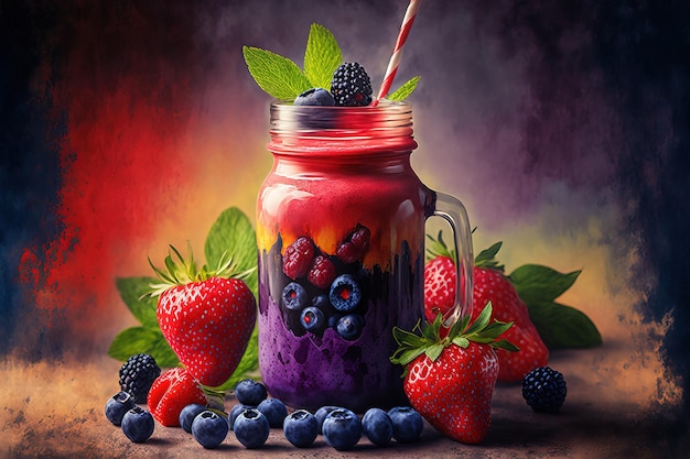 Smoothie creato con frutti di bosco e verdure una bevanda vitaminica nutriente e anche vegana