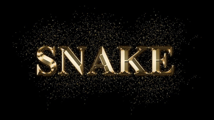 Foto snake effetto testo oro testo oro con scintille testo placcato oro effetto nome dell'animale