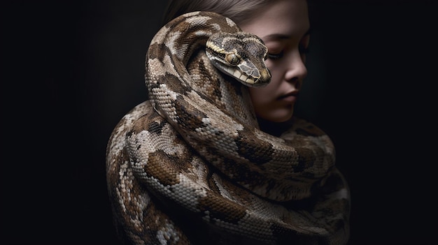 Snake Goddess Una donna affascinante con serpenti intrecciati tra i capelli da vari artisti di talento