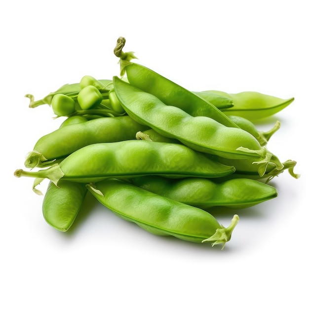 Snap Peas isolati su sfondo bianco IA generativa