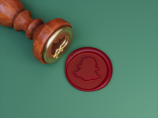Snapchat Social Media Signature Royal Approved Sigillo di cera ufficiale Illustrazione 3D