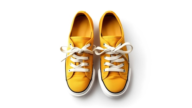 Sneaker gialla su sfondo bianco isolato