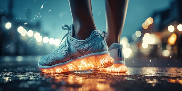 Sneakers ai piedi con suola illuminata