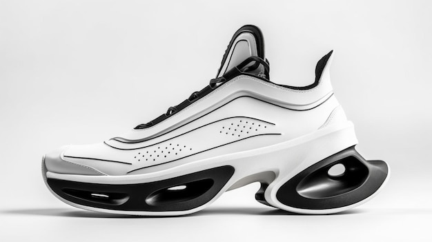 Sneakers in bianco e nero su sfondo bianco rendering 3d