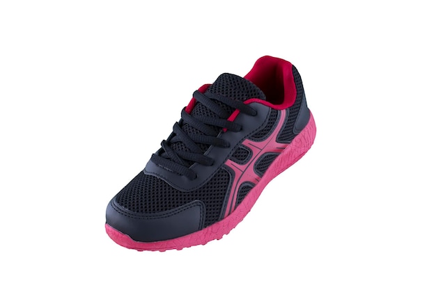Sneakers Sneakers rosa nero Scarpe sportive vista laterale su sfondo bianco