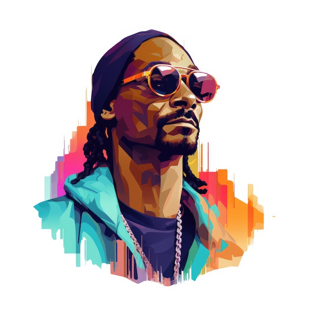 Snoop Dog The Iconic Rapper in una vibrante illustrazione vettoriale su sfondo bianco