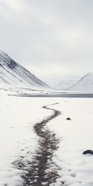 Snow Path to Icelandic Hills Un viaggio sereno attraverso motivi indigeni