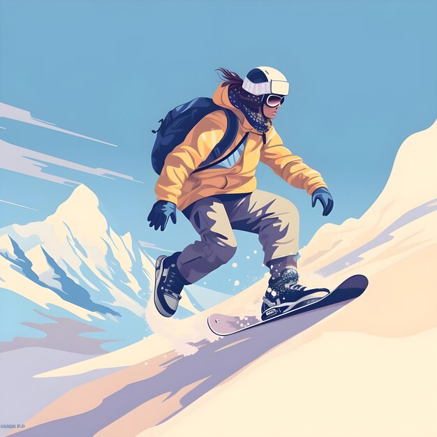 Snowboarder snowboard illustration design in Snowy Winter Season Adventure Sport estremi