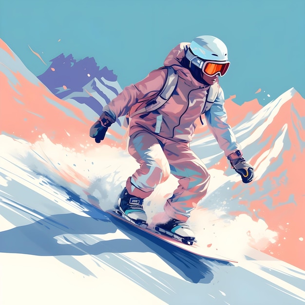 Snowboarder snowboard illustration design in Snowy Winter Season Adventure Sport estremi