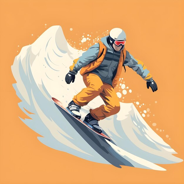 Snowboarder snowboard illustration design in Snowy Winter Season Adventure Sport estremi