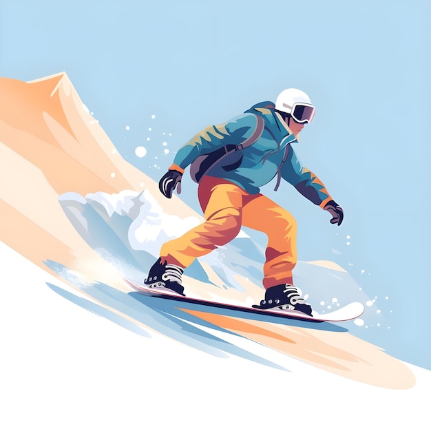 Snowboarder snowboard illustration design in Snowy Winter Season Adventure Sport estremi