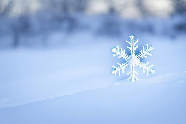 Snowflake Spectacle Un bellissimo primo piano di un fiocco di neve in inverno IA generativa