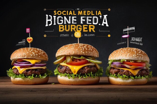 SOCIAL MEDIA BURGER BANER TEMPLE di progettazione