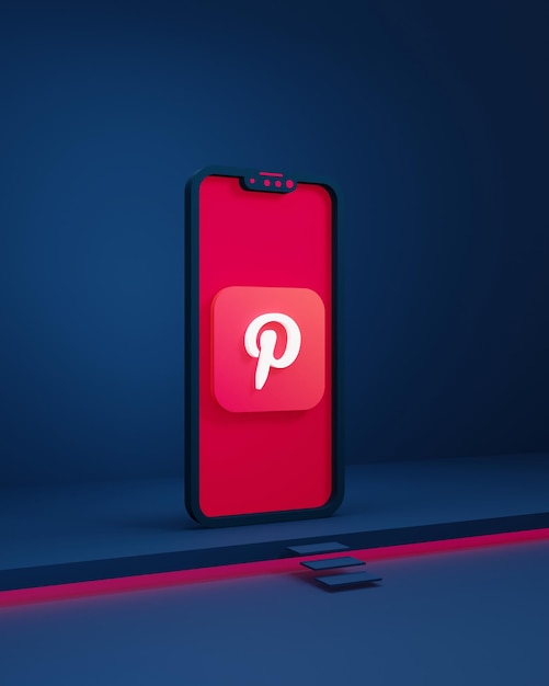 Social Media Pinterest Icone con Smartphone 3D Rendering